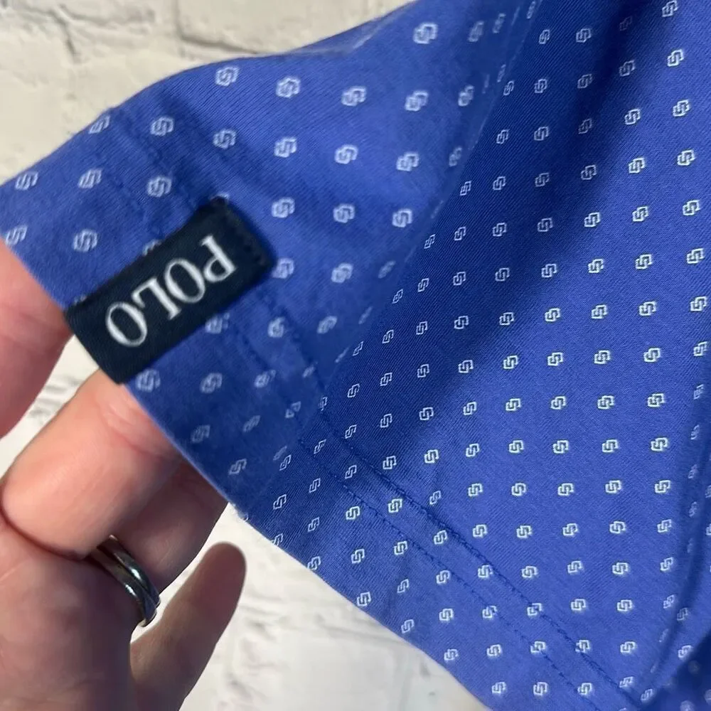 Polo Golf Ralph Lauren Blue Geometric Print Golf Shirt Men's Size M Medium  Blue